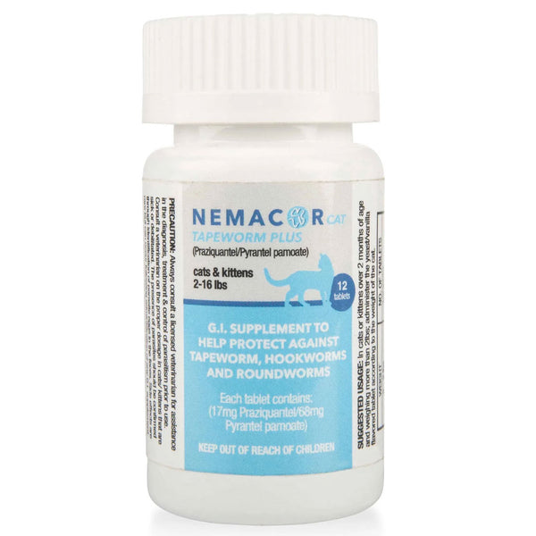 Nemacor Cat Tapeworm Plus for Cats & Kittens 2-16 lbs, 12-count