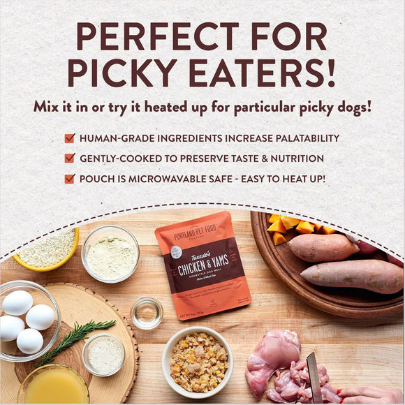 Portland Pet Food Company Tuxedo's Chicken & Yams Homestyle Wet Dog Food Topper (9 oz x 8 pouches)