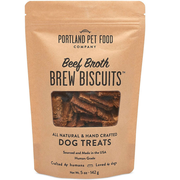 Portland Pet Food Company Beef Broth Brew Biscuits Dog Treats, 5-oz
