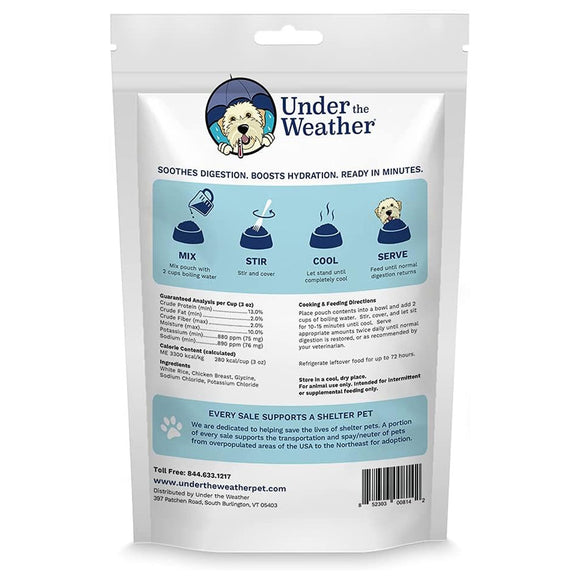 Under the Weather Rice & Chicken Freeze Dried Bland Diet for Dogs backside