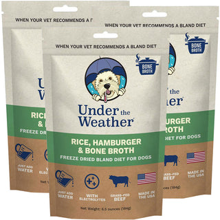 Under the Weather Rice, Hamburger & Bone Broth Freeze Dried Bland Diet for Dogs 3pack