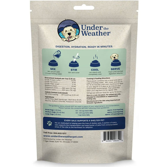 Under the Weather Rice, Hamburger & Bone Broth Freeze Dried Bland Diet for Dogs backside