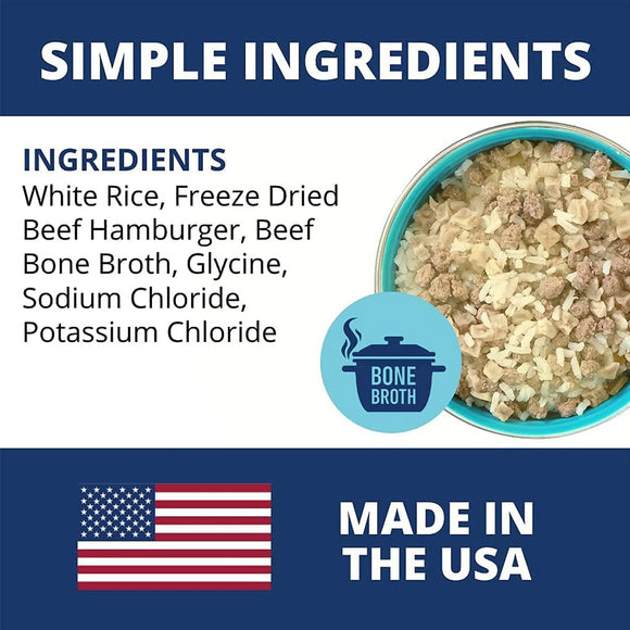 Under the Weather Rice, Hamburger & Bone Broth Freeze Dried Bland Diet for Dogs Ingredients