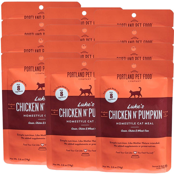 Portland Pet Food Company Luke's Chicken N' Pumpkin Homestyle Cat Meal, 2.6-oz 12-pack