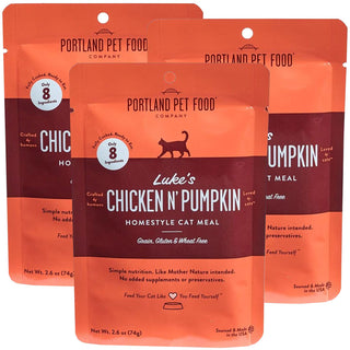 Portland Pet Food Company Luke's Chicken N' Pumpkin Homestyle Cat Meal, 2.6-oz 3-pack