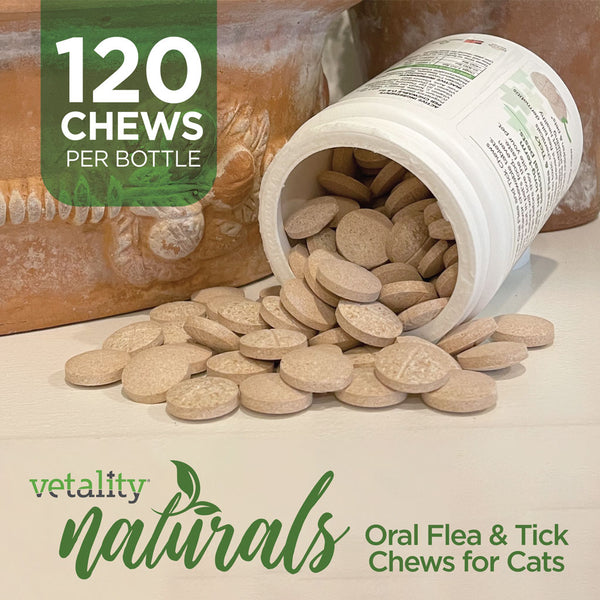 TevraPet Vetality Naturals Oral Flea & Tick Chews for Cats, Chicken Flavor