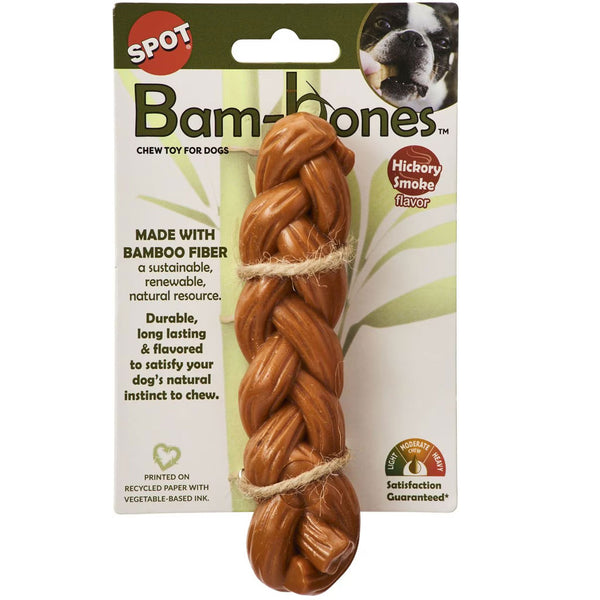 Spot Bam-Bones Braided Stick Chew Toy for Dogs Hickory Smoke Flavor