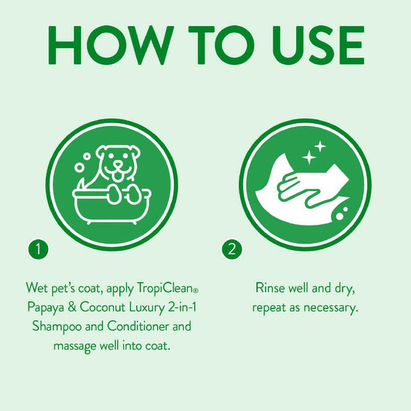 TropiClean Luxury 2-in-1 Papaya & Coconut Shampoo & Conditioner For Dogs & Cats (20 oz)