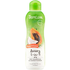 TropiClean Luxury 2-in-1 Papaya & Coconut Shampoo & Conditioner For Dogs & Cats (20 oz)
