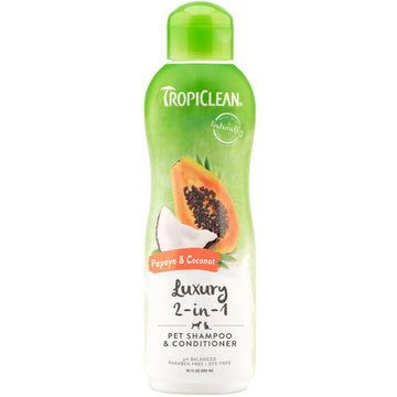 TropiClean Luxury 2-in-1 Papaya & Coconut Shampoo & Conditioner For Dogs & Cats (20 oz)