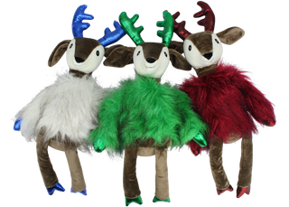 Multipet Dapper Deer Plush Dog Toys Assorted Colors 17", 1 count