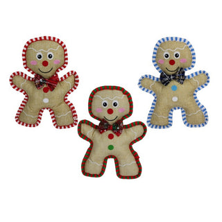 Multipet Burlap Gingerbread Man Dog Toys, Assorted Colors 10.5", 1 count