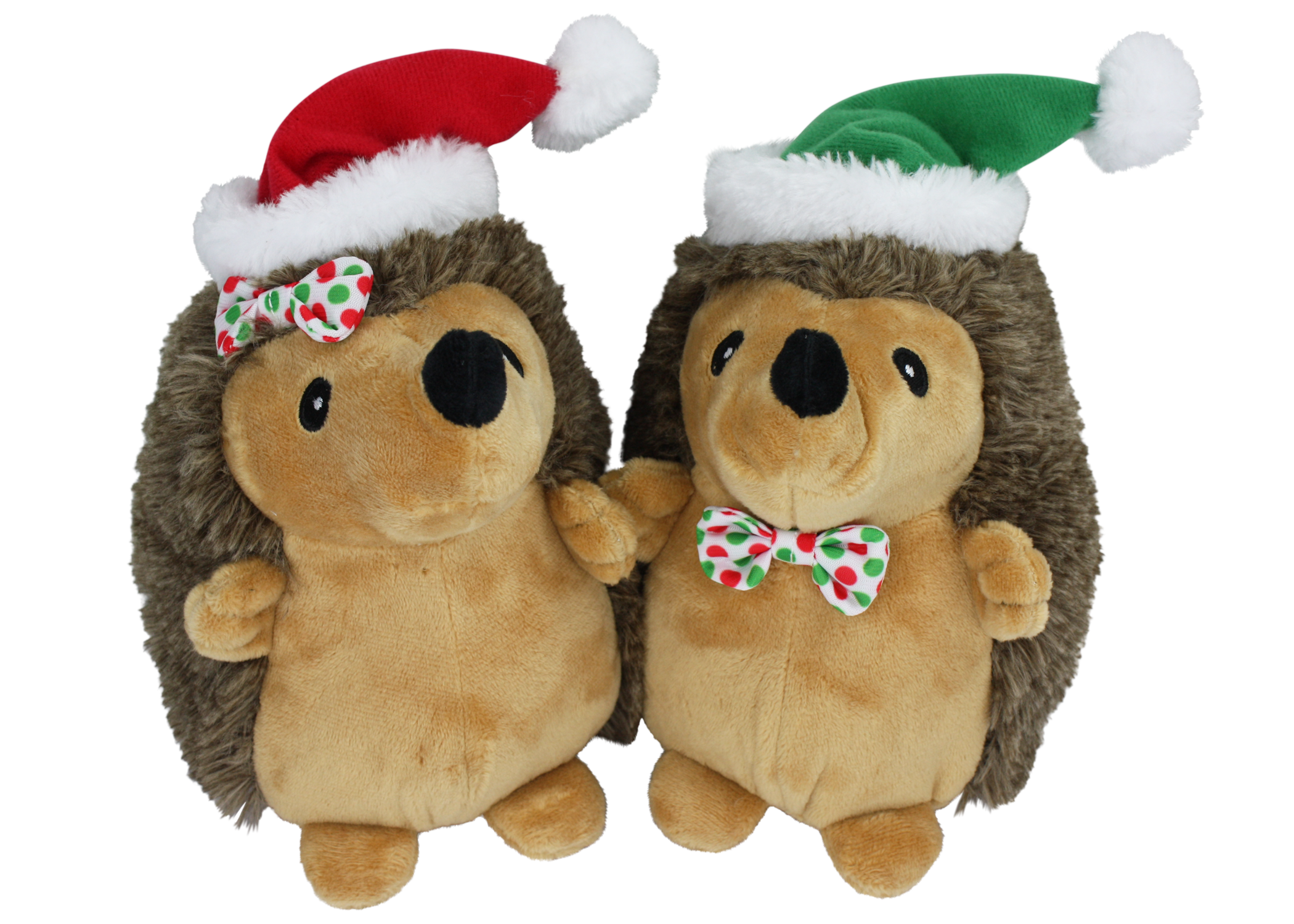 Multipet Holiday Hedgehogs w/ Bowtie & Santa Hat Dog Toys Assorted Colors 8", 1 count