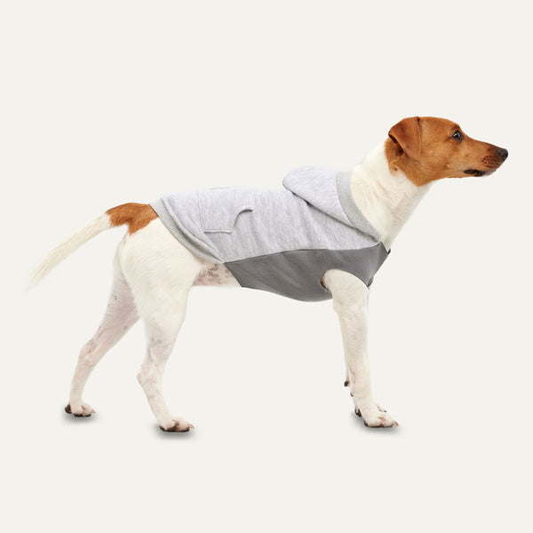 Goo-eez Hoodie Fleece Kangaroo For Dogs, Heather Grey Sideways