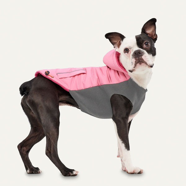 Goo-eez Hooded Signature Winter Jacket for Dogs Pink standing