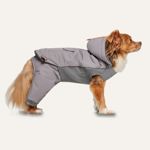 Goo-eez Hooded Full Body Snowsuit for Dogs Light Grey/Grey