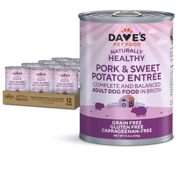 Dave's Pet Food Pork & Sweet Potato Entree in Broth Grain-Free Canned Wet Dog Food, 13-oz can, case of 12