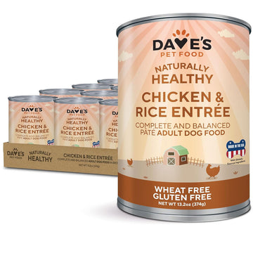 Dave's Pet Food Chicken & Rice Recipe Canned Wet Dog Food, 13-oz can, case of 12