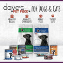Dave's Pet Food products for dogs and cats on a white background
