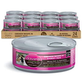 Dave's Pet Food Saucey Pate Chicken Recipe Grain-Free Wet Canned Cat Food, 5.5-oz can, case of 24