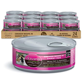 Dave's Pet Food Saucey Pate Chicken Recipe Grain-Free Wet Canned Cat Food, 5.5-oz can, case of 24