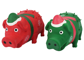 Multipet Globlets w/ Scarf & Santa Hat Rubber Dog Toys Assorted Colors 8", 1 count