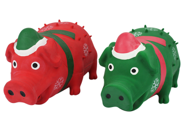 Multipet Globlets w/ Scarf & Santa Hat Rubber Dog Toys Assorted Colors 8", 1 count