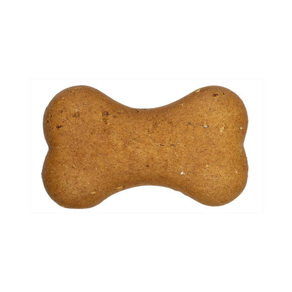 Dog bone-shaped treat on a white background