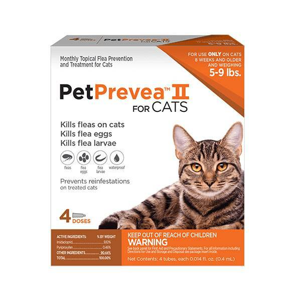 PetPrevea II Flea Tick Topical Treatment for Cats 5-9 lbs (4 doses)