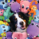 Petsport USA NaturFlex Latex Rubber Dinosaur Brontosaurus Dog Toy Assorted wtih dog