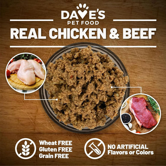 Dave's Pet Food 95% Premium Chicken & Beef Pate Limited Ingredient Grain-Free Canned Wet Dog Food, 13-oz can, case of 12