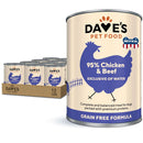 Dave's Pet Food 95% Premium Chicken & Beef Pate Limited Ingredient Grain-Free Canned Wet Dog Food, 13-oz can, case of 12-1
