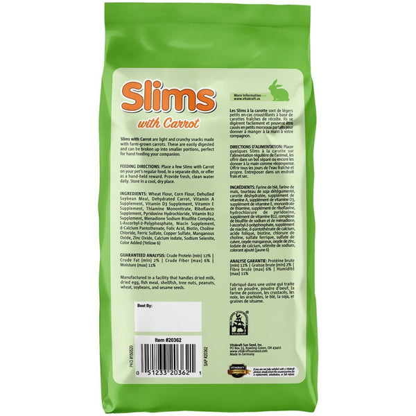 Vitakraft Slims with Carrot Nibble Stick Treats for Rabbits, Guinea Pigs & Other Small Animals