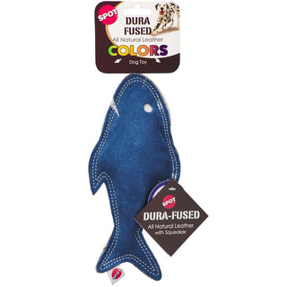 Ethical Pet Spot Dura-fuse Leather Fish Dog Toy, Character Varies, 7", 1-count