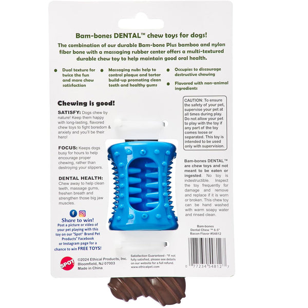 Spot Bam-Bones Dental Chew Toy For Dogs Bacon Flavor