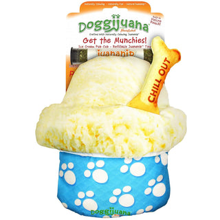 Doggijuana Get the Munchies Refillable Juananip Ice Cream Pup Cup Squeaky Plush Dog Toy