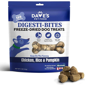 Dave's Digesti-Bites Freeze-Dried Chicken, Rice & Pumpkin Dog Treats, 4-oz
