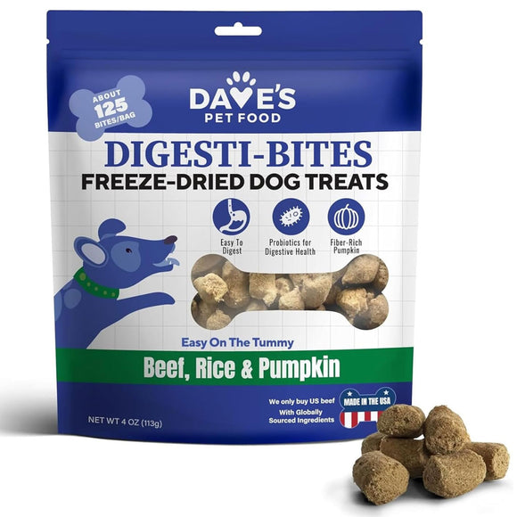 Dave's Digesti-Bites Freeze-Dried Beef, Rice & Pumpkin Dog Treats, 4oz