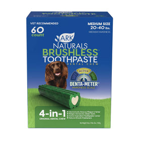 Ark Naturals Brushless Toothpaste Dental Chews 4-in-1 for Medium Dogs, 60-count