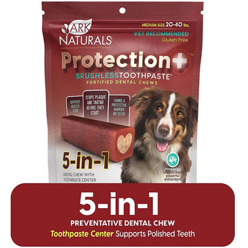 Ark Naturals 5-in-1 Protection  Brushless Toothpaste Dental Chews for Medium Breed Dogs, 18-oz