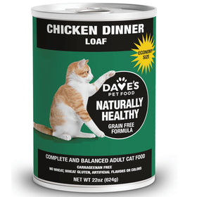 Dave's Pet Food Chicken Dinner Loaf with Liver Canned Wet Cat Food, 22-oz can, case of 12