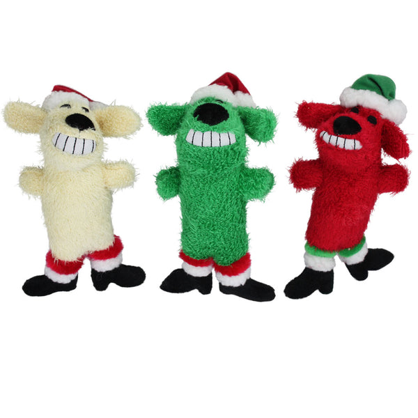 Multipet Loofa Santa Dog Toys Assorted Colors 6in