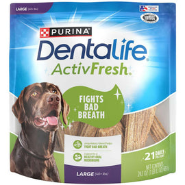 Purina DentaLife ActivFresh Daily Oral Care Large Dental Dog Treats - 21 count
