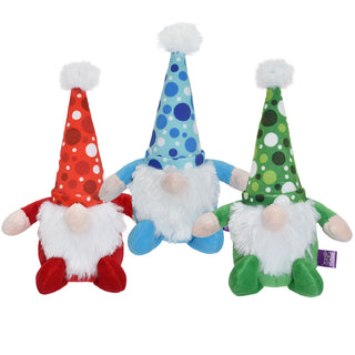 Multipet Plush Polka Dot Gnomes Dog Toys, Assorted Colors 12", 1 count