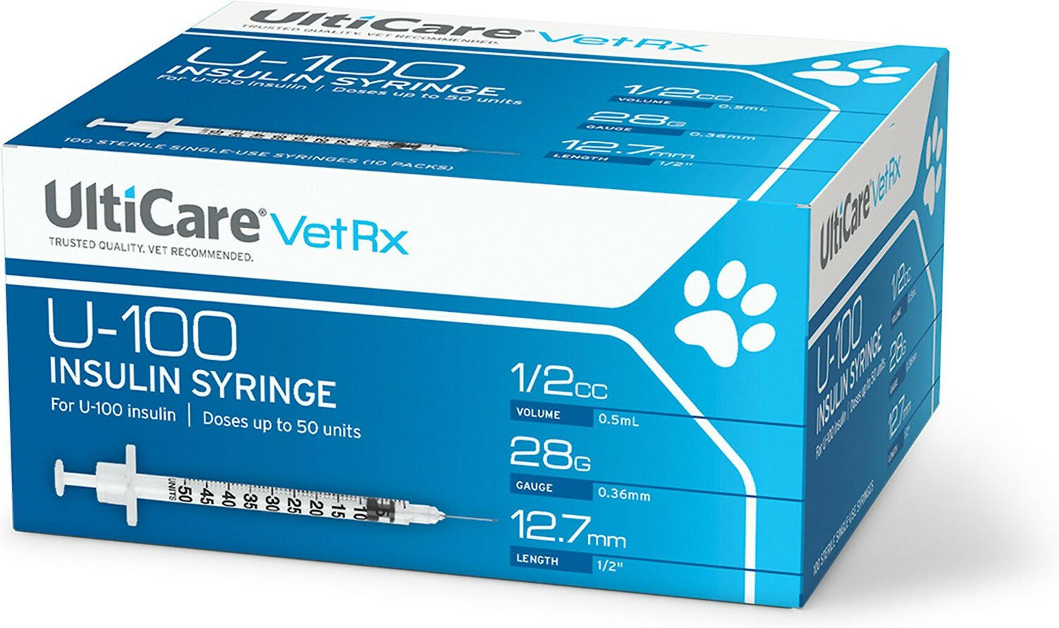 UltiCare Insulin Syringes 0.5 cc, U-40, 28 x 1/2 Syringes 