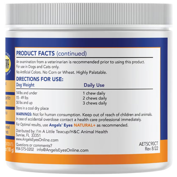 Back label of a supplement container with product facts and directions for use.