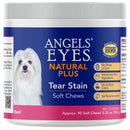 Angels' Eyes Natural Plus Tear Stain Soft Chews container with a white dog on the label.