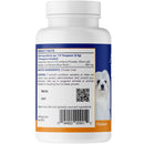 Supplement bottle label with a dog illustration on a white background