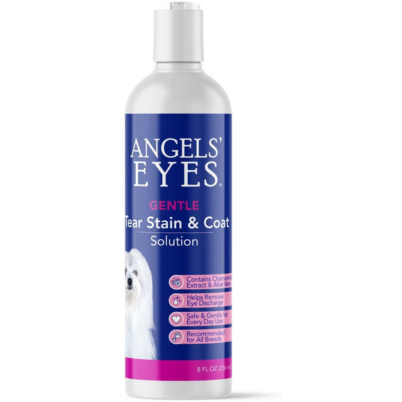 Bottle of Angels' Eyes Gentle Tear Stain & Coat Solution on a white background