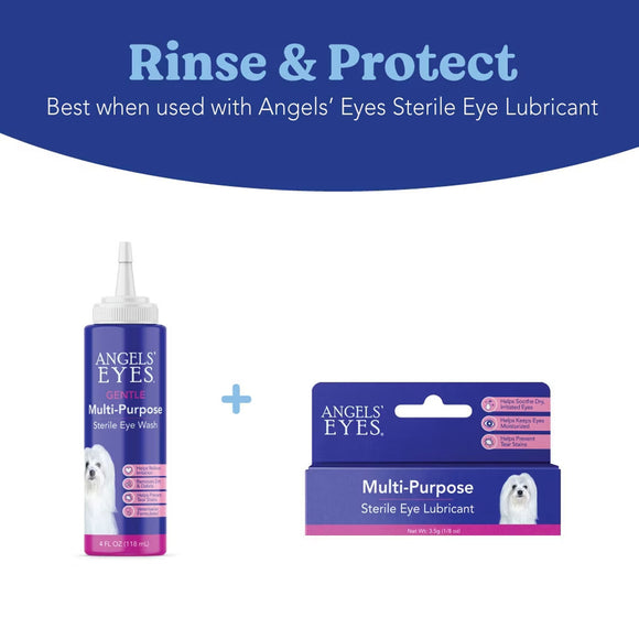 Angels' Eyes multi-purpose sterile eye lubricant with packaging on a white background